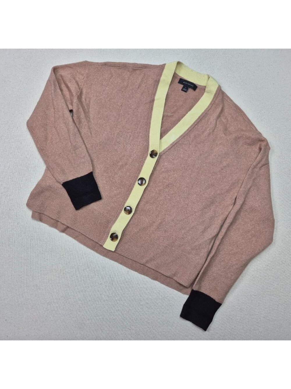 Ann Taylor Women's Button Up Brown/Yellow Wool Blend Cardigan Sweater Sz S NWOT